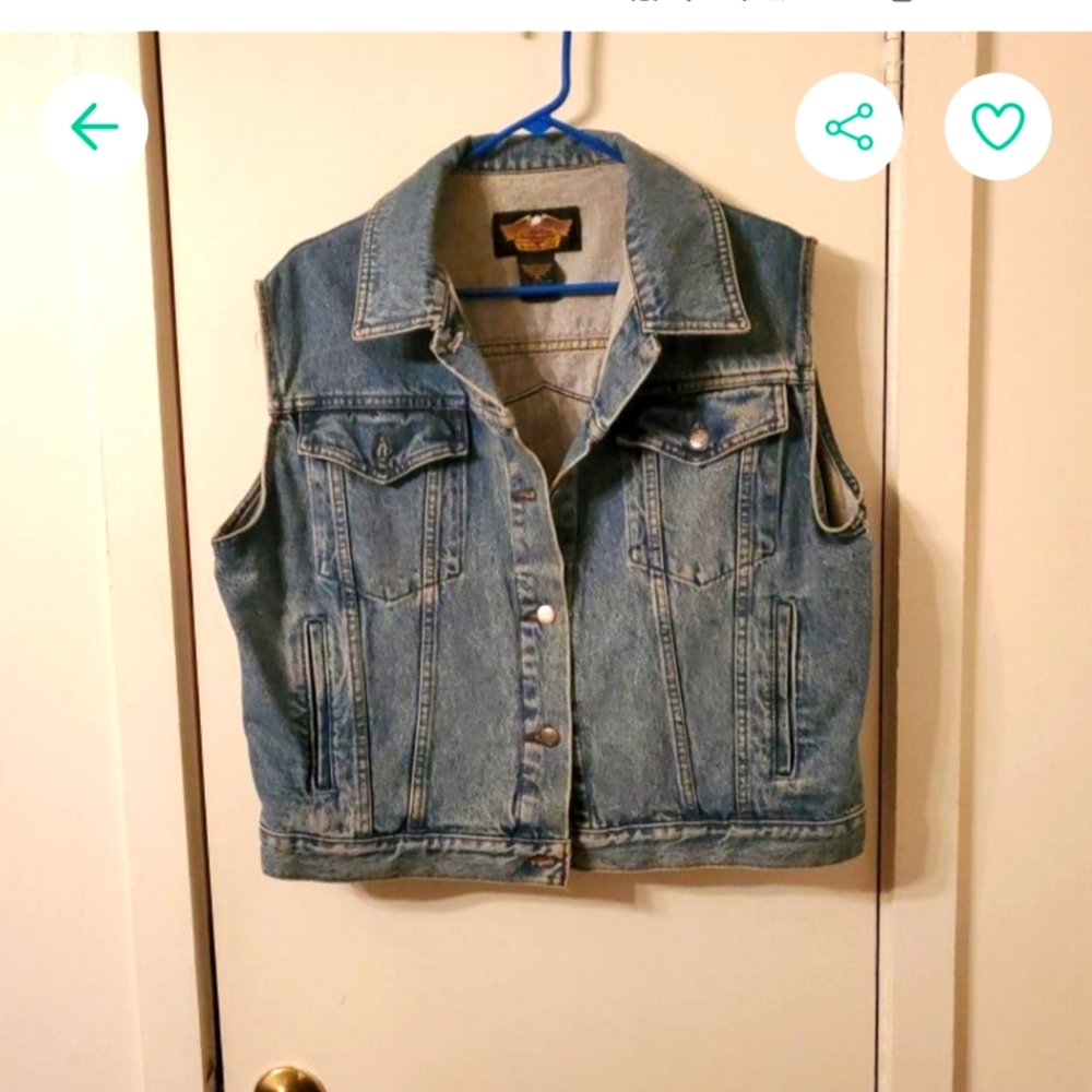 Mens vintage harley davison denim vest